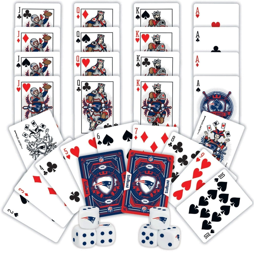 England Patriots 2-Pack Playing Cards and Dice Set Casino Style Game Night Image 2