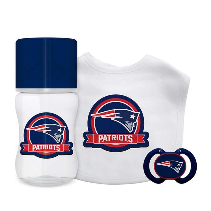 England Patriots Baby Gift Set 3 Piece BPA Free Bib Bottle Pacifier Image 1