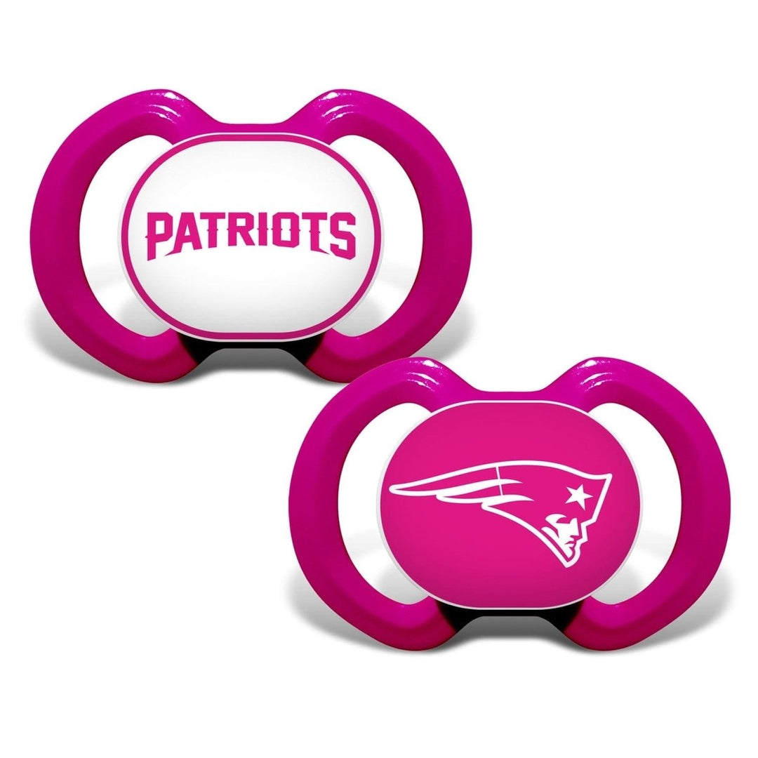 England Patriots Pink Pacifier 2-Pack BPA-Free Silicone Infants 3+ Months Image 1