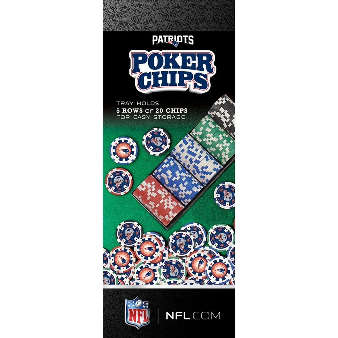 England Patriots Poker Chips Set 100 Piece Casino Style Heavy 11.5g Image 2