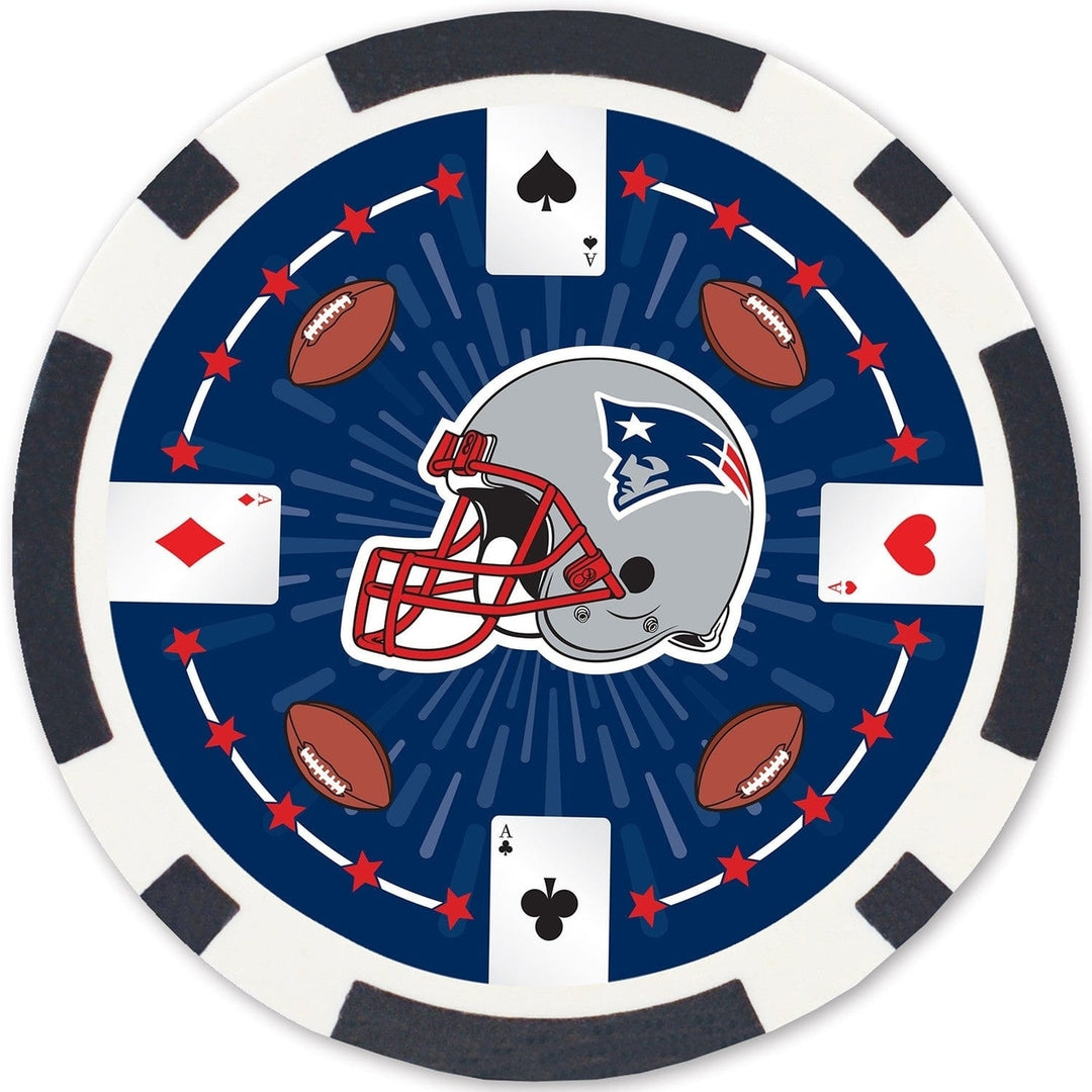 England Patriots Poker Chips Set 100 Piece Casino Style Heavy 11.5g Image 4