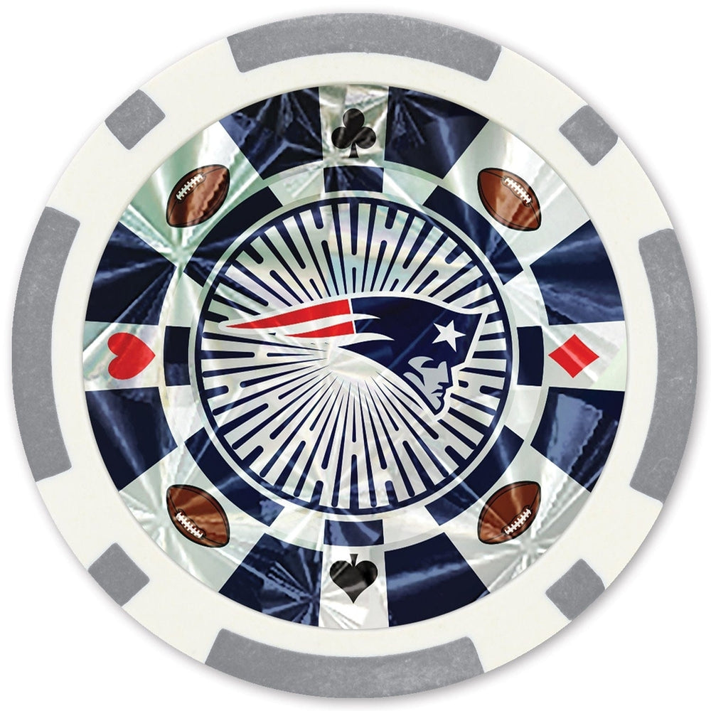 England Patriots 20 Piece Collectors Poker Chip Set Casino Style Chips Image 2