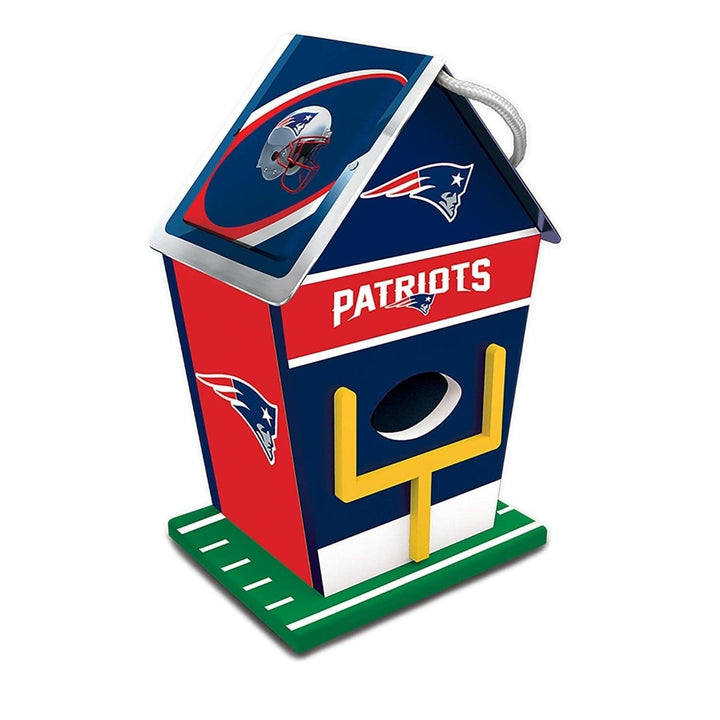 England Patriots Birdhouse Wooden Waterproof Decorative Tin Roof Outdoor Image 1