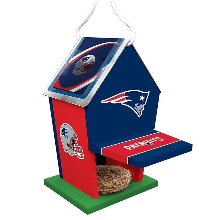 England Patriots Birdhouse Wooden Waterproof Decorative Tin Roof Outdoor Image 2