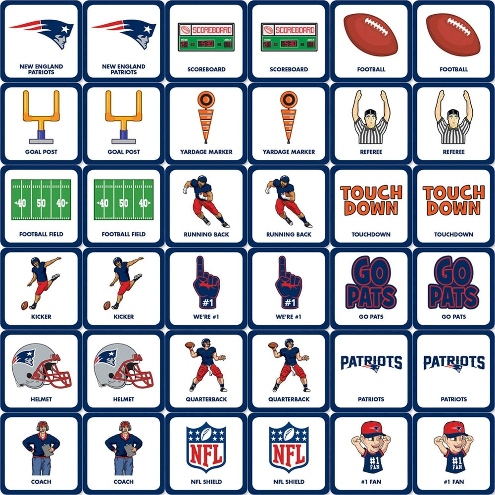 NFL England Patriots Matching Game Family Fun Indoor Game 18 Picture Cards Image 2