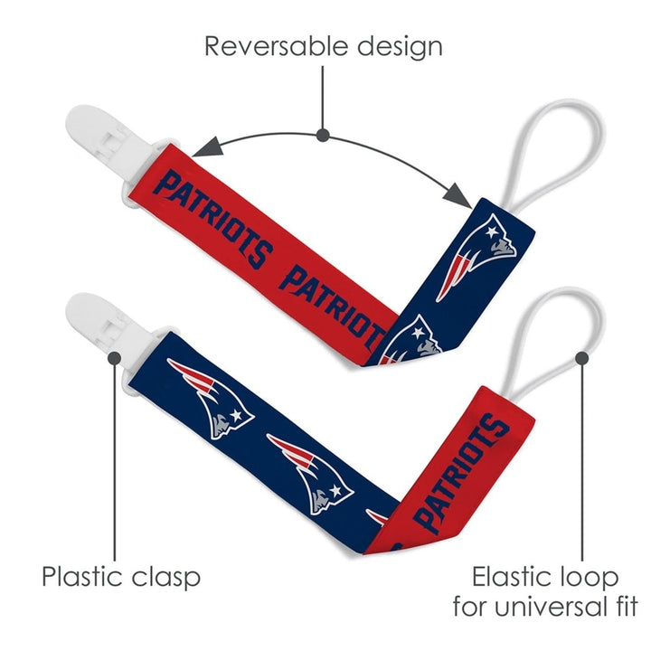 England Patriots Pacifier Clip 2-Pack NFL Baby Fanatic Team Colors Image 4