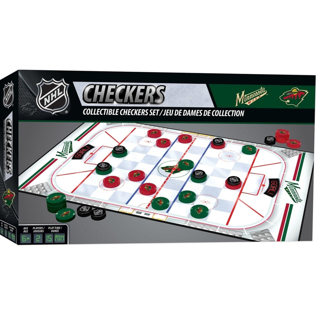 Minnesota Wild Checkers Board Game Officially Licensed NHL 24 Pieces 13x21 Inches Image 1