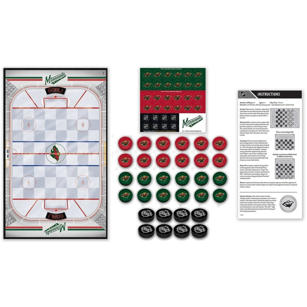 Minnesota Wild Checkers Board Game Officially Licensed NHL 24 Pieces 13x21 Inches Image 2