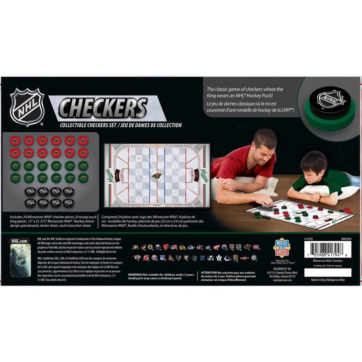 Minnesota Wild Checkers Board Game Officially Licensed NHL 24 Pieces 13x21 Inches Image 3