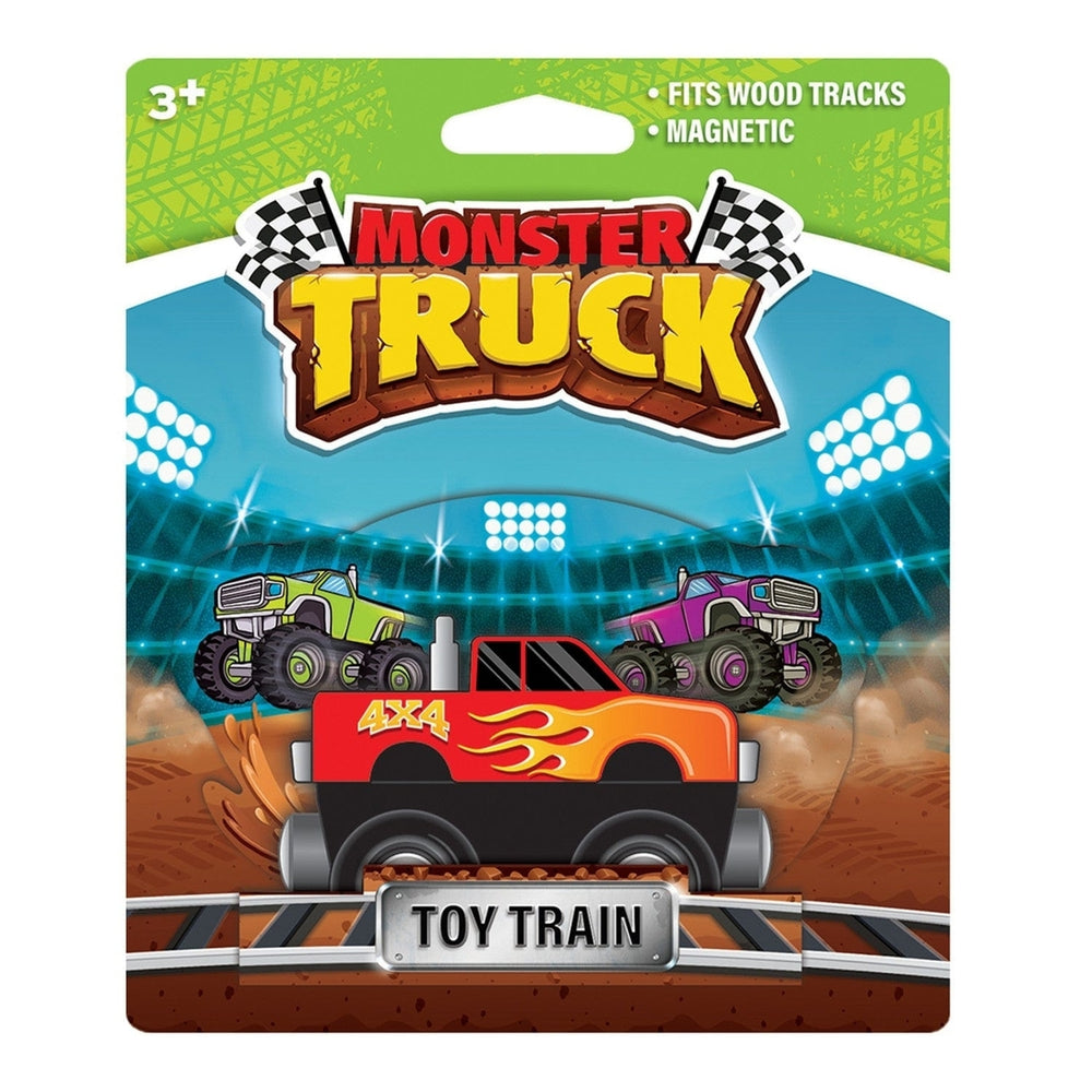 Monster Truck Toy Train Engine Magnetic Wooden Compatible with 1 Inch Tracks Image 2