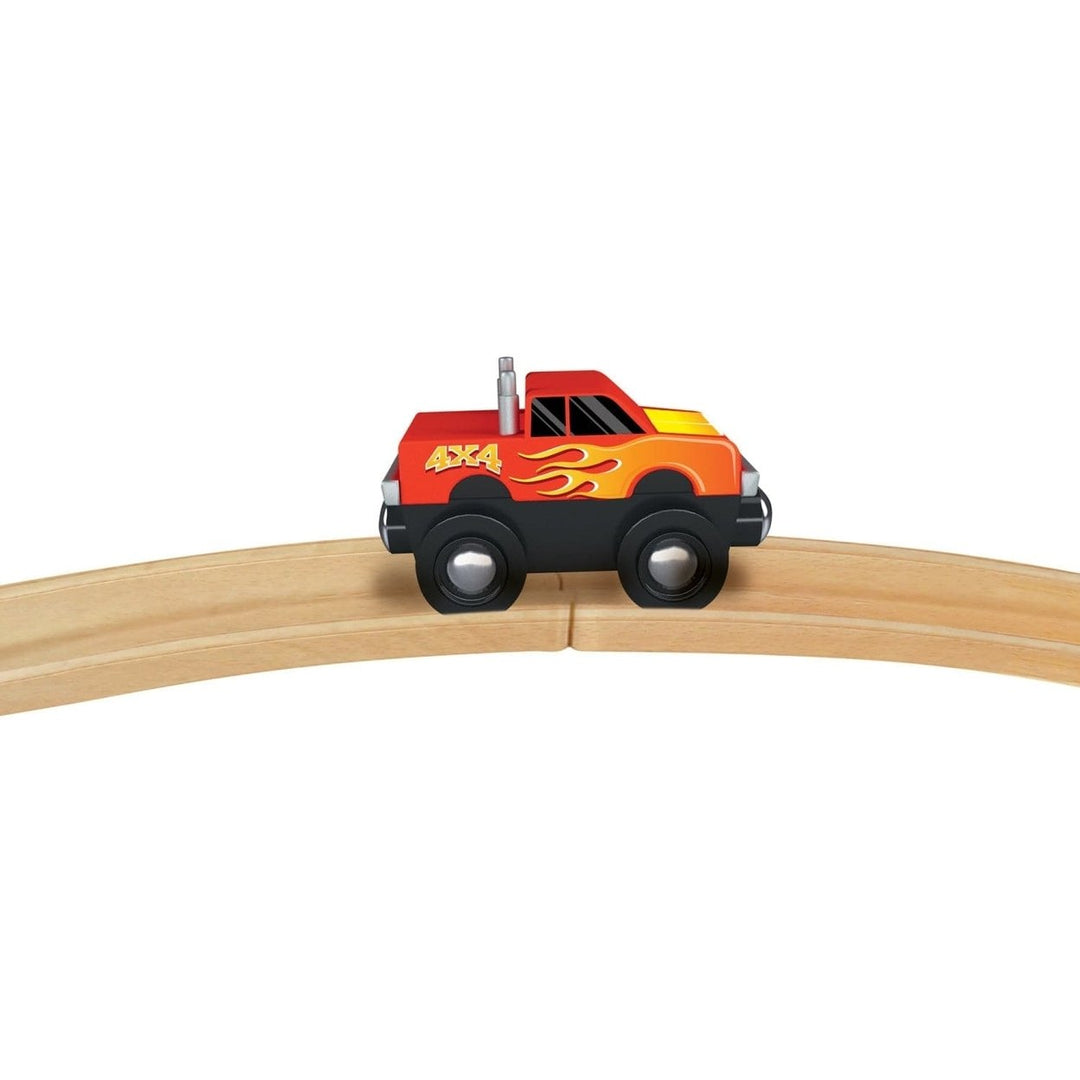 Monster Truck Toy Train Engine Magnetic Wooden Compatible with 1 Inch Tracks Image 4