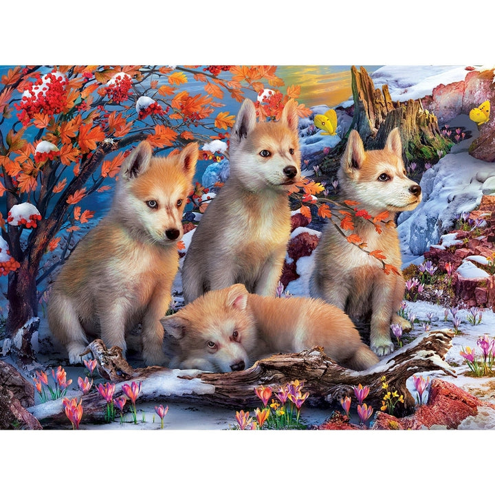 Mossy Oak 100 Piece Jigsaw Puzzle Wolf Cubs Snowy Mountains Winter Wildlife Image 2