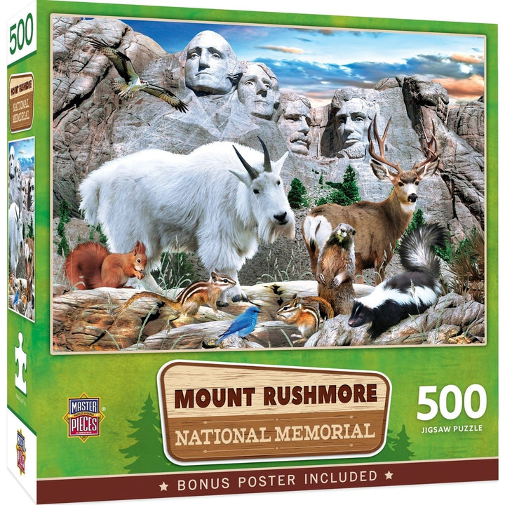 Mount Rushmore National Memorial 500 Piece Jigsaw Puzzle USA Made Recycled Chipboard Image 1