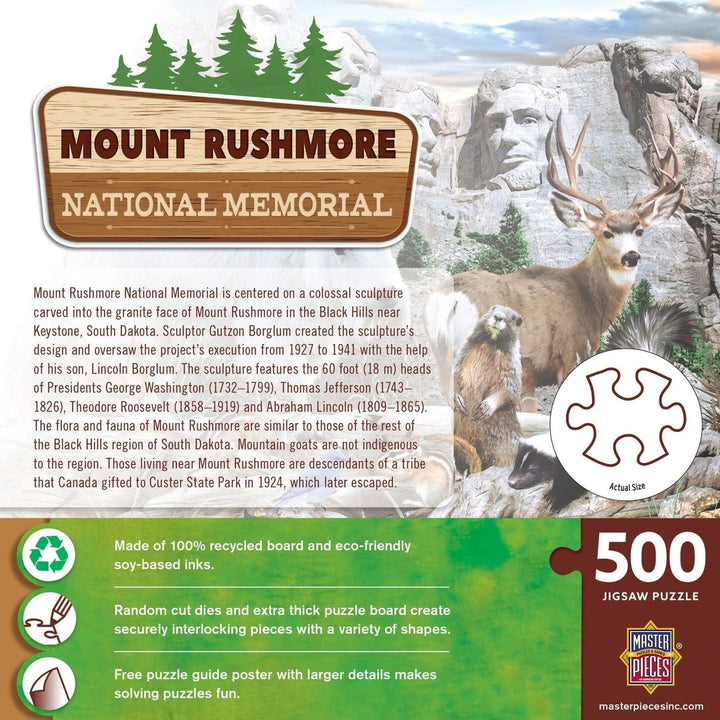 Mount Rushmore National Memorial 500 Piece Jigsaw Puzzle USA Made Recycled Chipboard Image 3