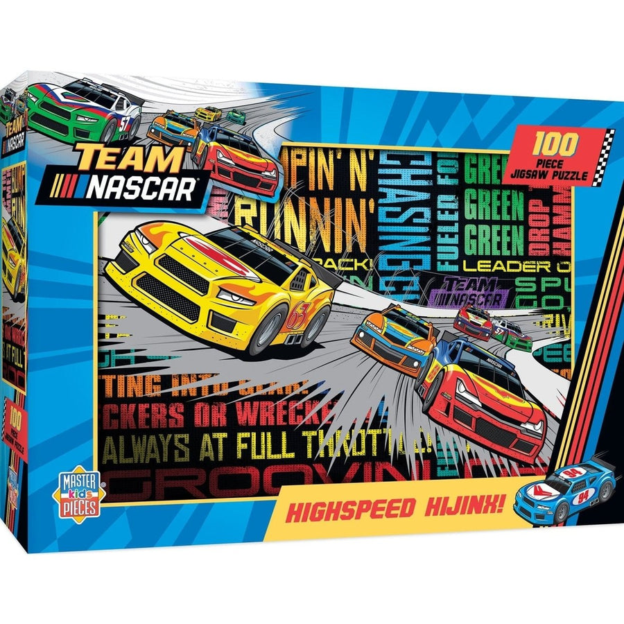 NASCAR Highspeed Hijinx 100 Piece Jigsaw Puzzle 19x14 for Ages 6 Plus Image 1