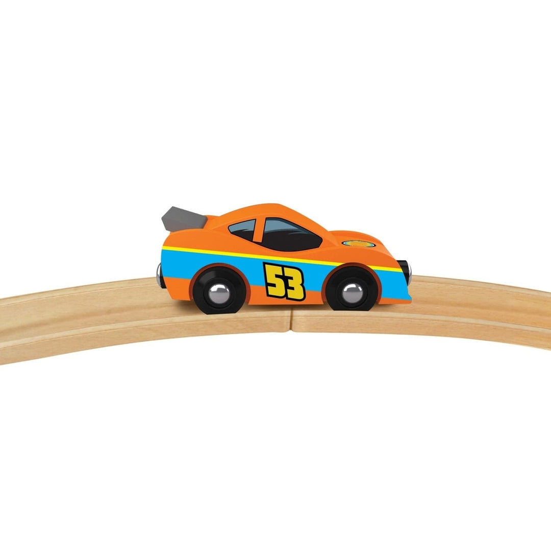 NASCAR Toy Train Engine Officially Licensed Compatible with 1 Inch Wooden Tracks Image 4