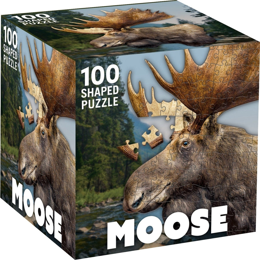 Moose 100 Piece Shaped Jigsaw Puzzle Eco-Friendly Recycled Board Fun Activity Image 1