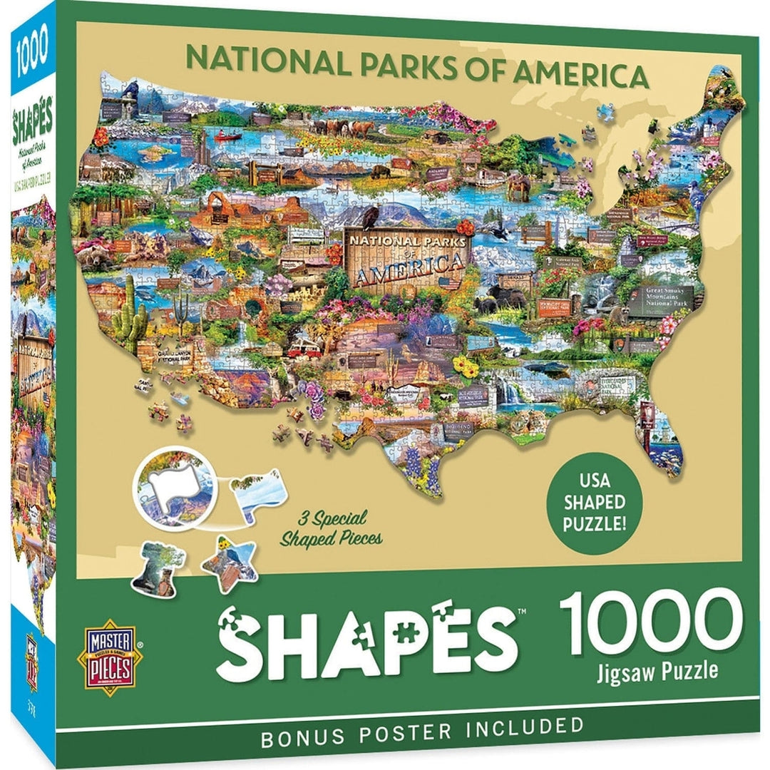 National Parks of America 1000 Piece Shaped Jigsaw Puzzle Bruce Kaiser Art Image 1