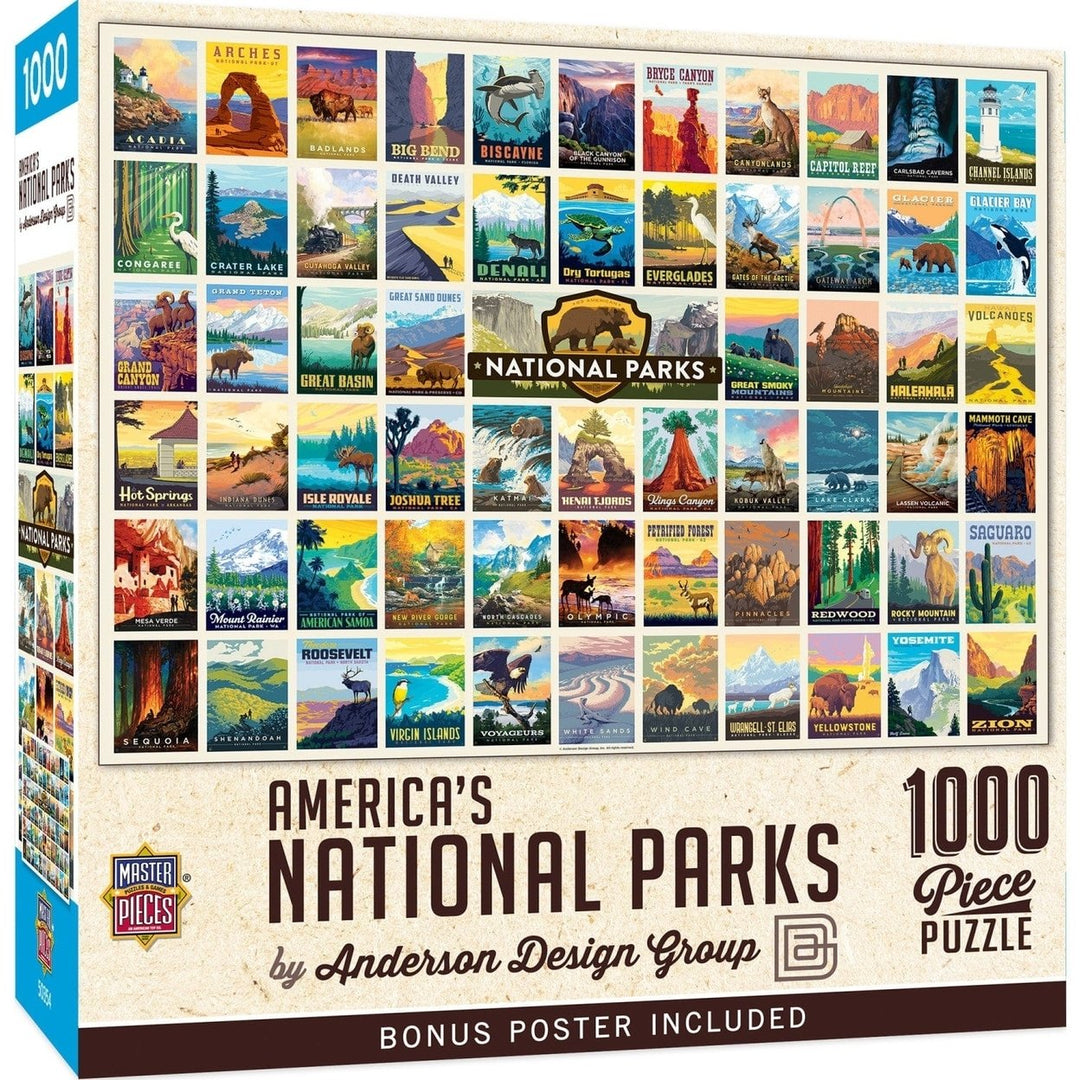 National Parks Vintage Collage Puzzle 1000 Piece Masterpieces 19.25x26.75 Inches Image 1