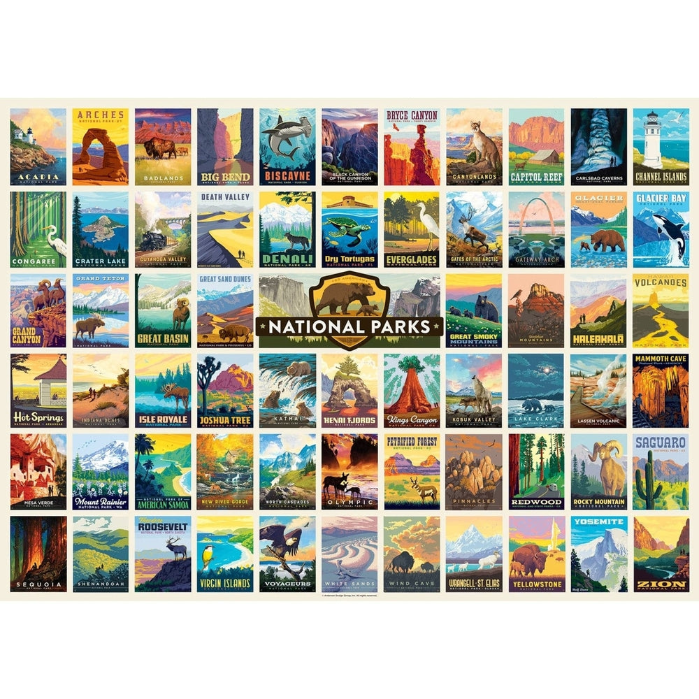 National Parks Vintage Collage Puzzle 1000 Piece Masterpieces 19.25x26.75 Inches Image 2