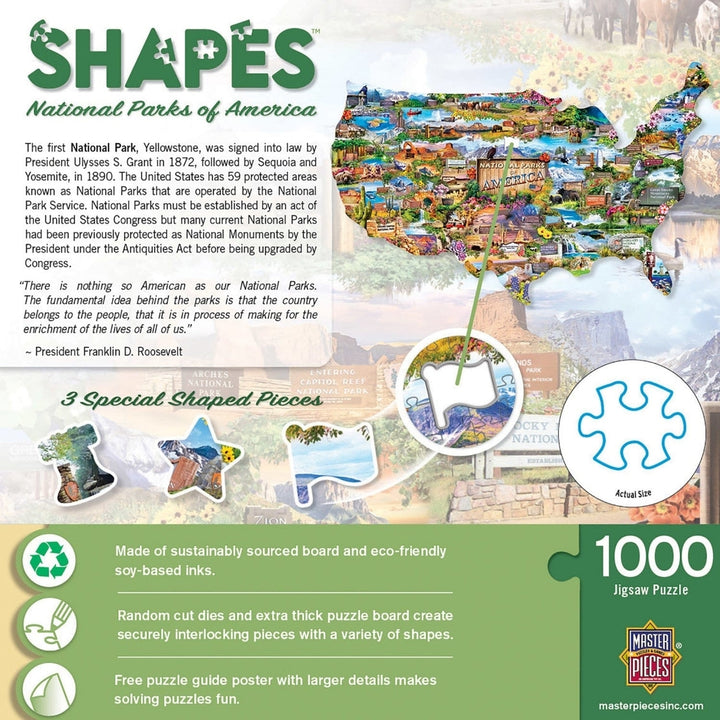 National Parks of America 1000 Piece Shaped Jigsaw Puzzle Bruce Kaiser Art Image 3