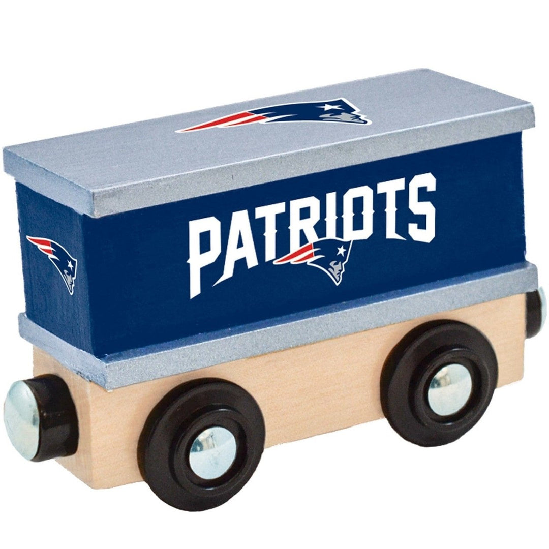 England Patriots Toy Train Box Car Hand-Painted Wood Compatible with Tracks Image 1