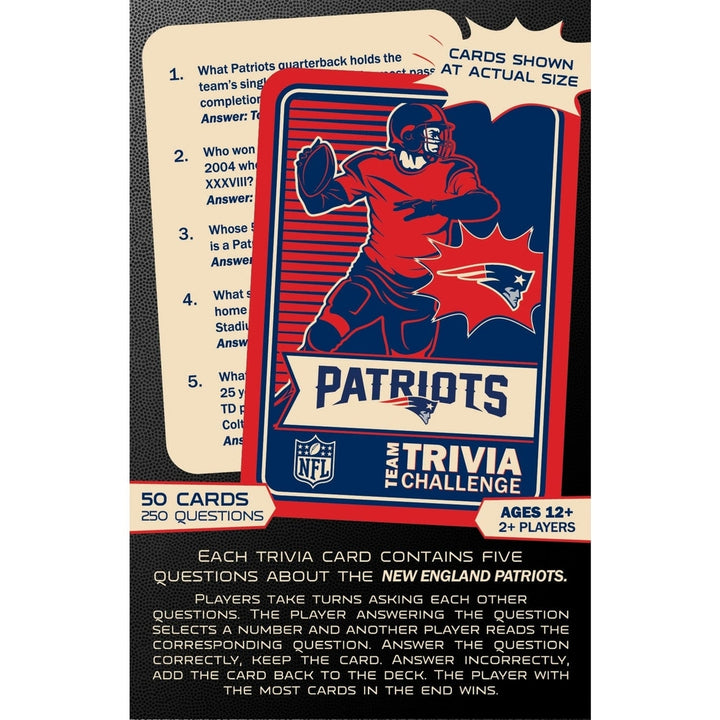 England Patriots Trivia Challenge Game with 50 Cards 250 Questions Ages 12+ Image 3