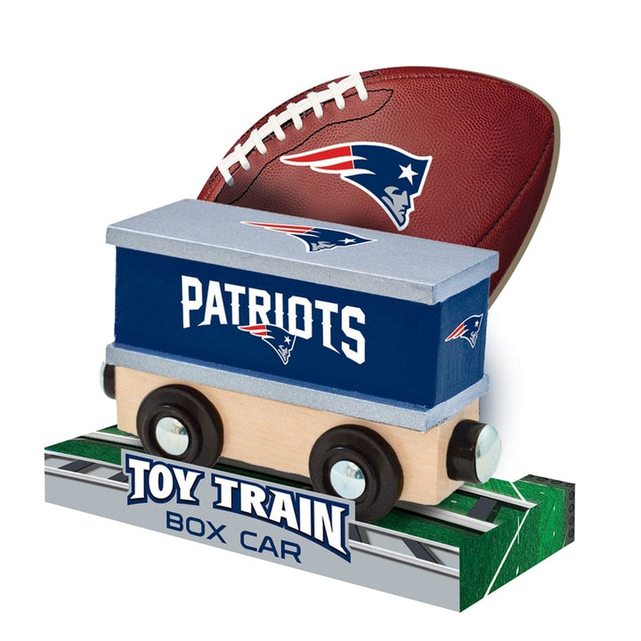 England Patriots Toy Train Box Car Hand-Painted Wood Compatible with Tracks Image 3