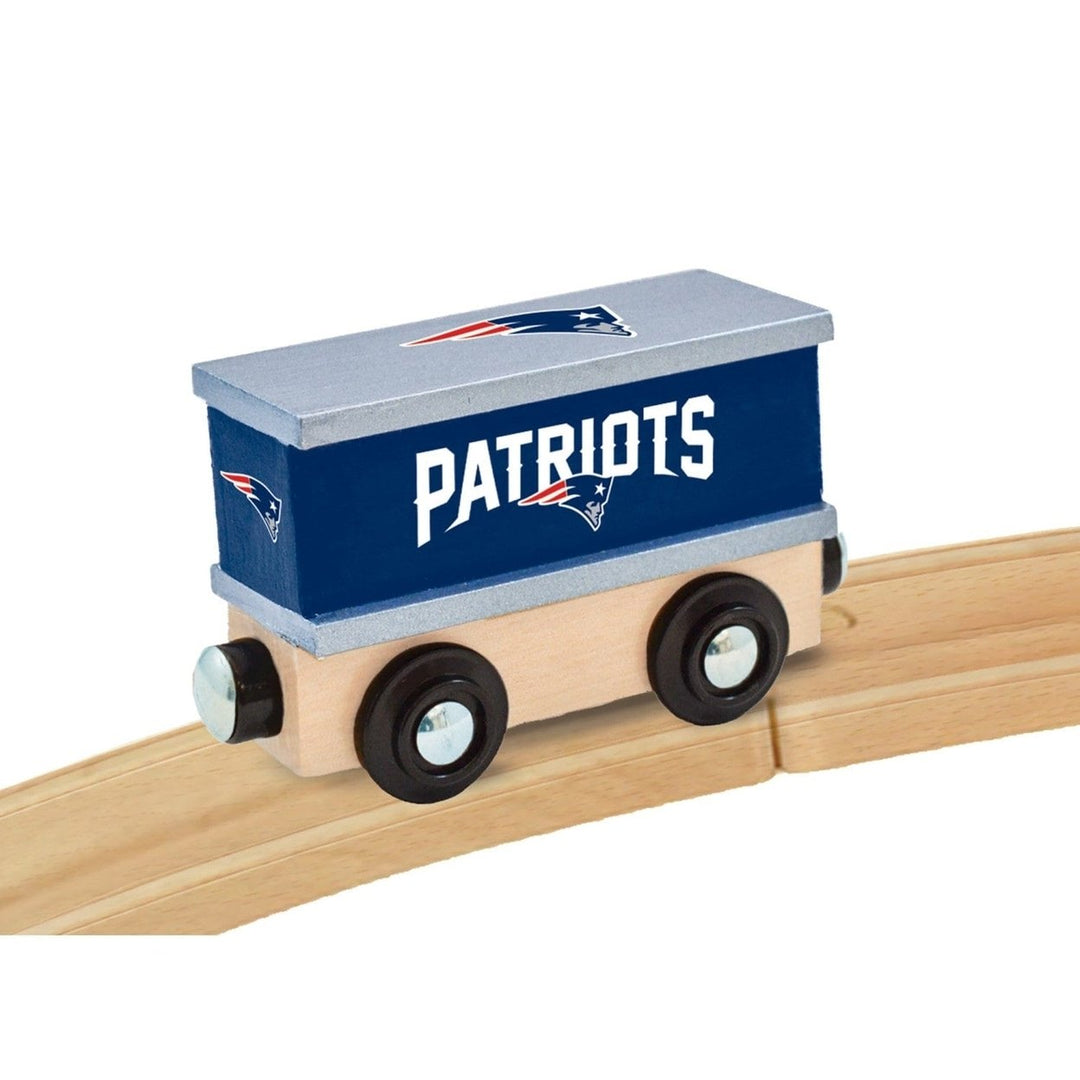 England Patriots Toy Train Box Car Hand-Painted Wood Compatible with Tracks Image 4