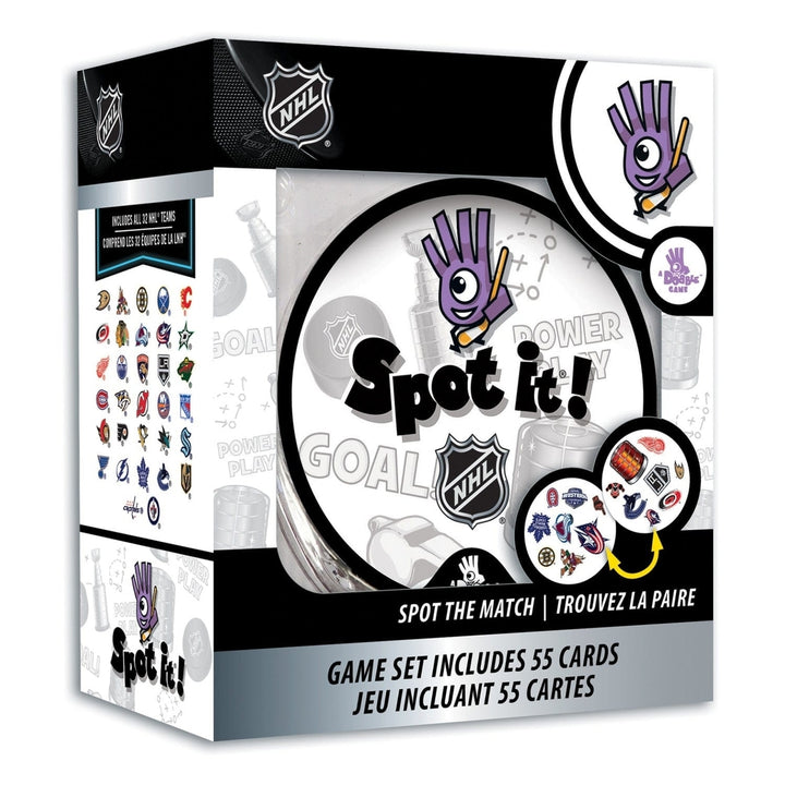 NHL Spot It! Game League-NHL Edition 55 Cards Fun Mini Games Ages 7+ Image 1