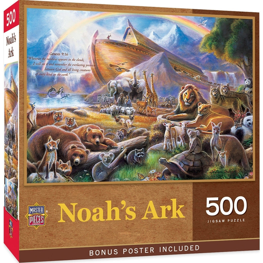 MasterPieces Noahs Ark 500 Piece Jigsaw Puzzle 15"x21" Recycled Material Image 1