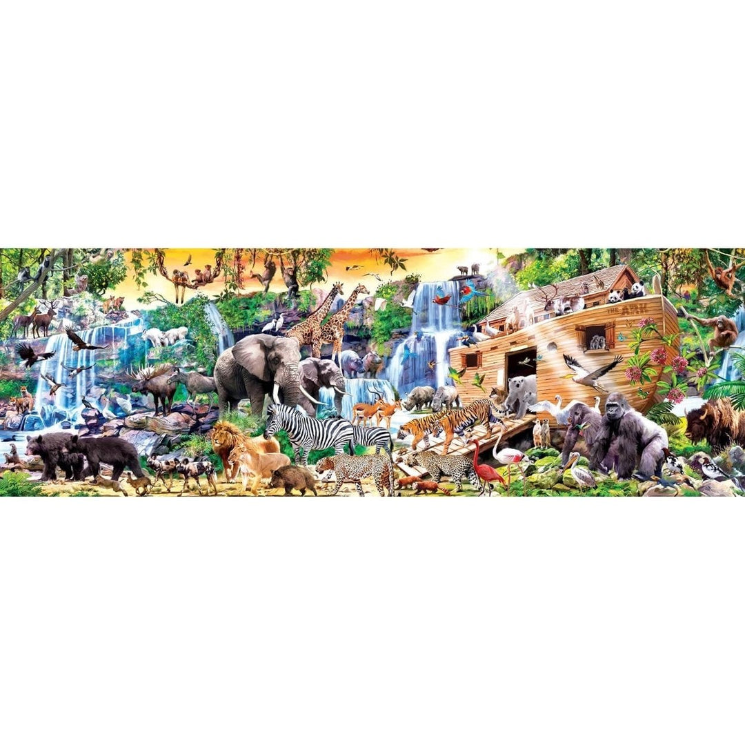 MasterPieces Noahs Ark 1000 Piece Panoramic Jigsaw Puzzle Recycled Material 13x39 Image 2