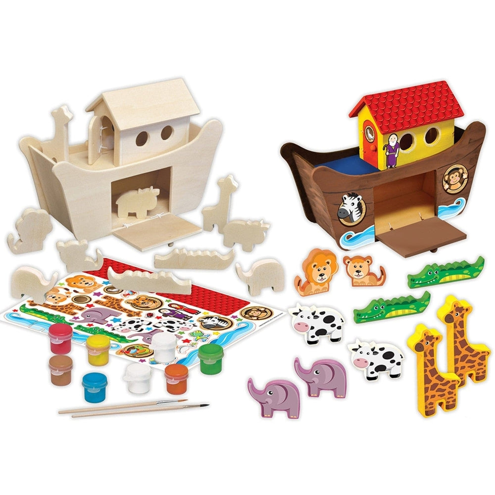 Noahs Ark Wood Craft Paint Kit Real Wood Art Set with Non-Toxic Paints and Brushes Image 2