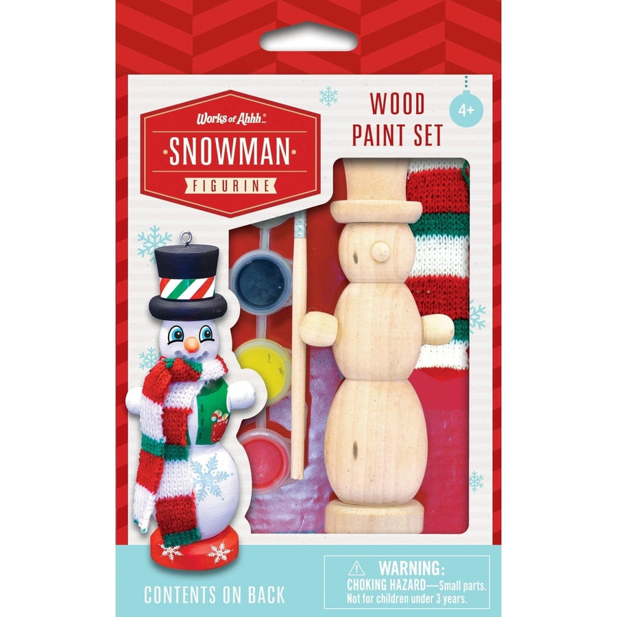 Snowman Ornament Wood Paint Kit Craft Set Non-Toxic Paint Kids Art Gift Image 1