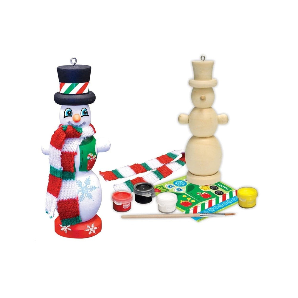 Snowman Ornament Wood Paint Kit Craft Set Non-Toxic Paint Kids Art Gift Image 2