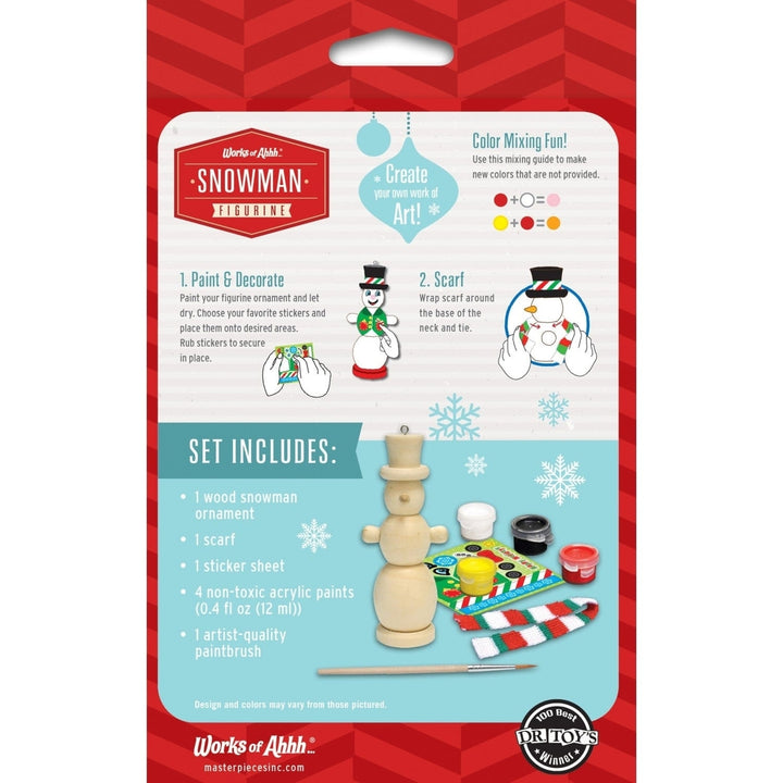 Snowman Ornament Wood Paint Kit Craft Set Non-Toxic Paint Kids Art Gift Image 3