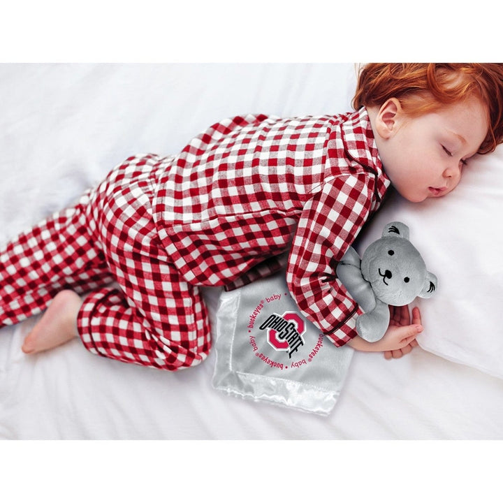 Ohio State Buckeyes Security Bear Gray Plush 14in Baby Fan Blanket Buddy Image 4