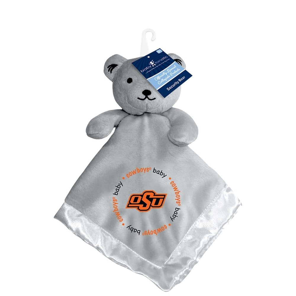 Oklahoma State Cowboys Security Bear Gray Plush 14x14 Soft Baby Blanket Buddy Image 2