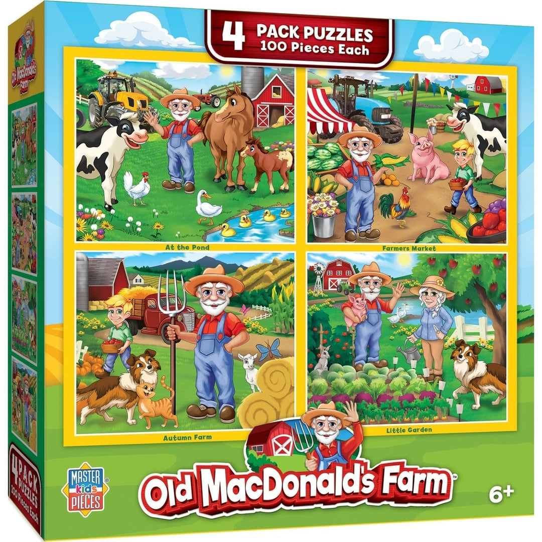 Old MacDonalds Farm 100 Piece Jigsaw Puzzles 4 Pack Eco-Friendly Fun for Kids Image 1