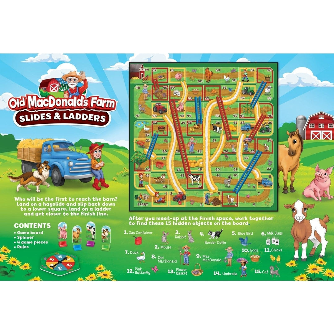 Old MacDonalds Farm Slides and Ladders Board Game Masterpieces Ages 3+ 2-4 Players Image 3