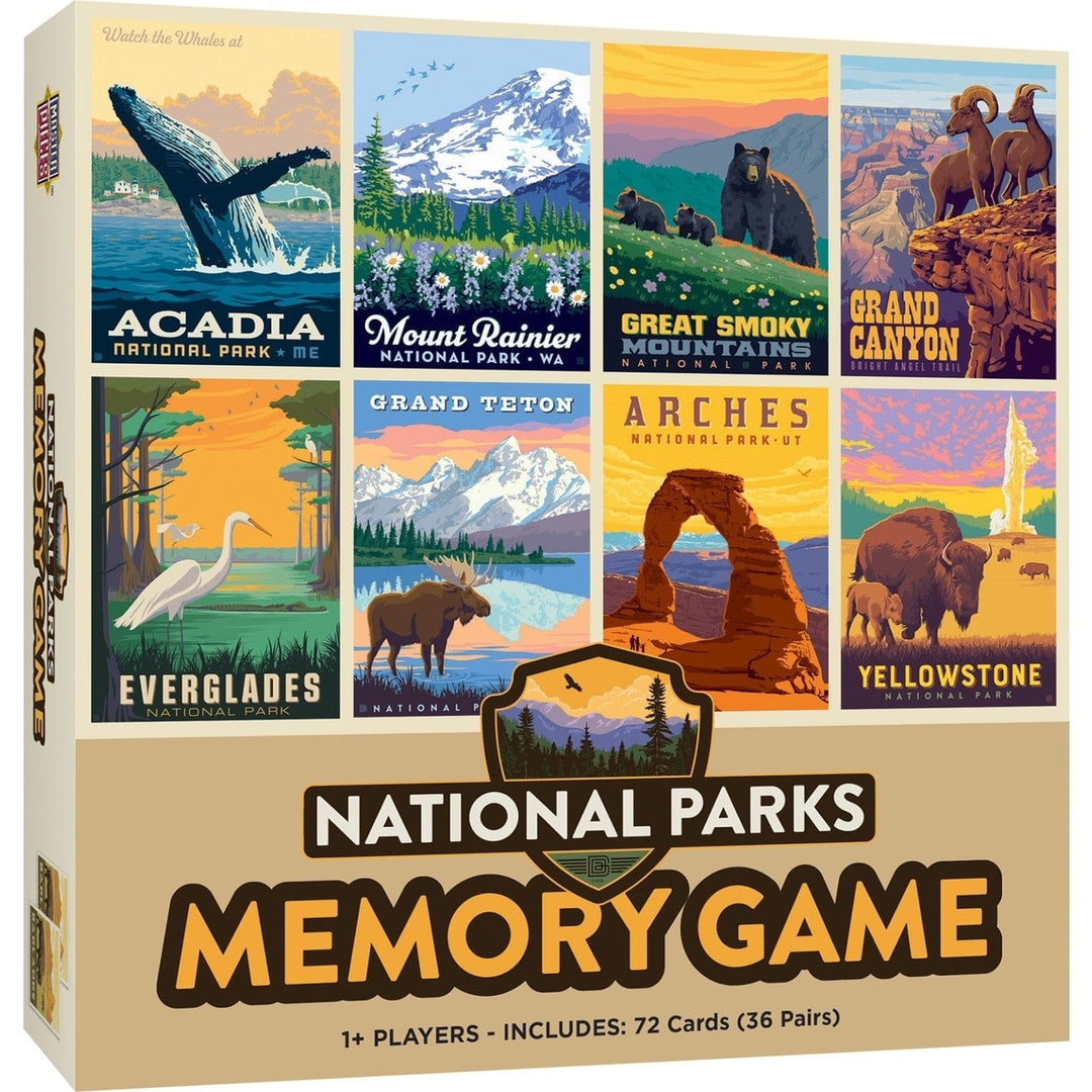 National Parks Memory Game by Masterpieces 72 Oversized Cards Educational Fun Image 1