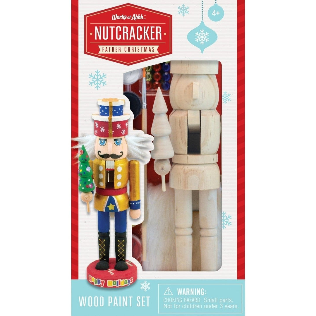 Nutcracker Father Christmas Wood Craft Paint Set 9 Inch Art Kit with Gems Image 1