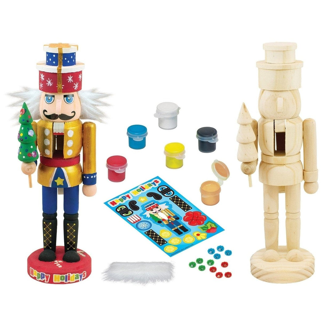 Nutcracker Father Christmas Wood Craft Paint Set 9 Inch Art Kit with Gems Image 2