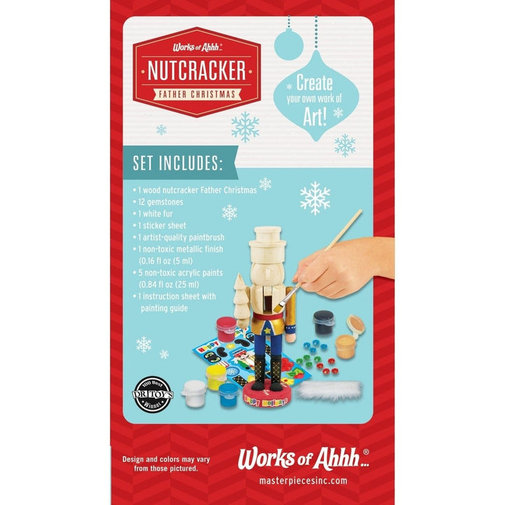 Nutcracker Father Christmas Wood Craft Paint Set 9 Inch Art Kit with Gems Image 3