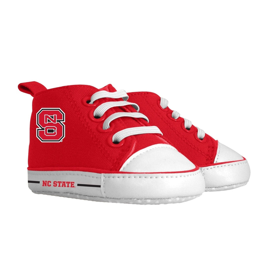 NC State Wolfpack Baby Shoes Soft Fabric Grippers Elastic Laces Assorted Sizes Image 1