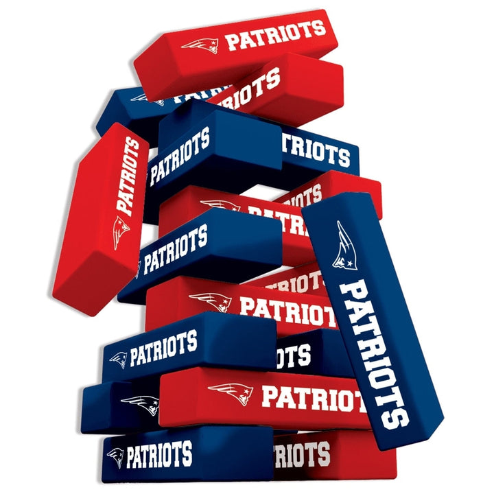 England Patriots Tumble Tower Game 54 Wooden Blocks NFL Team Challenge Image 2