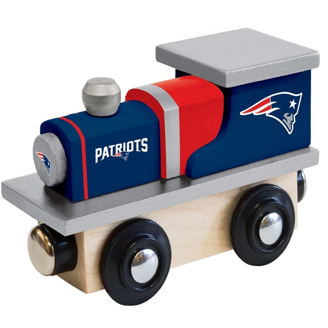 England Patriots Toy Train Engine Wooden Track Compatible Team Colors Image 1