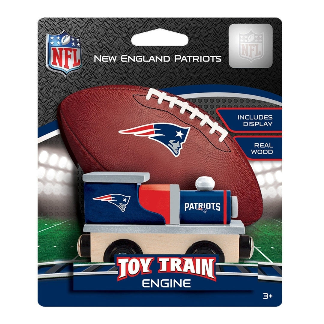 England Patriots Toy Train Engine Wooden Track Compatible Team Colors Image 2