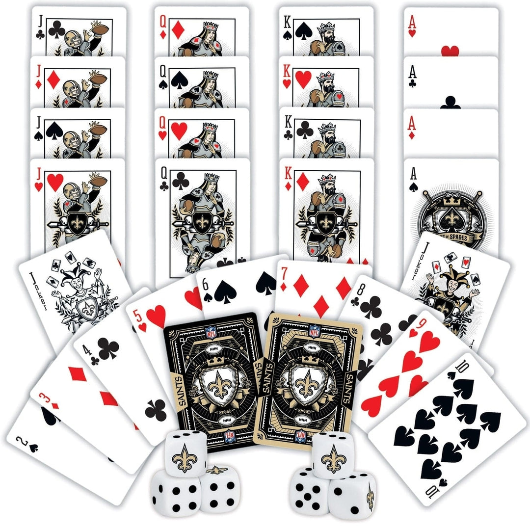 Orleans Saints Playing Cards and Dice Set Official NFL 2-Pack Game Night Image 2