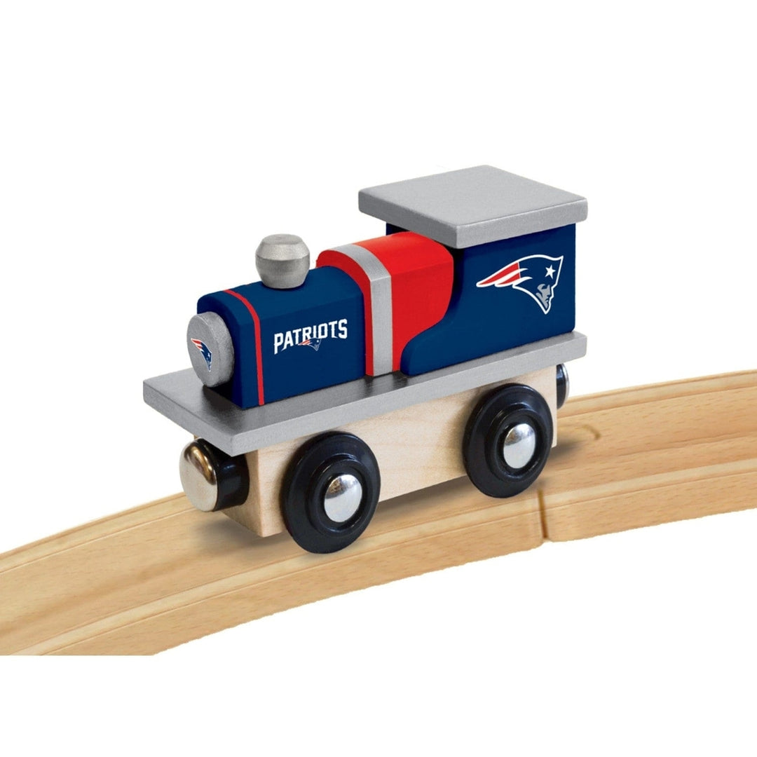 England Patriots Toy Train Engine Wooden Track Compatible Team Colors Image 3